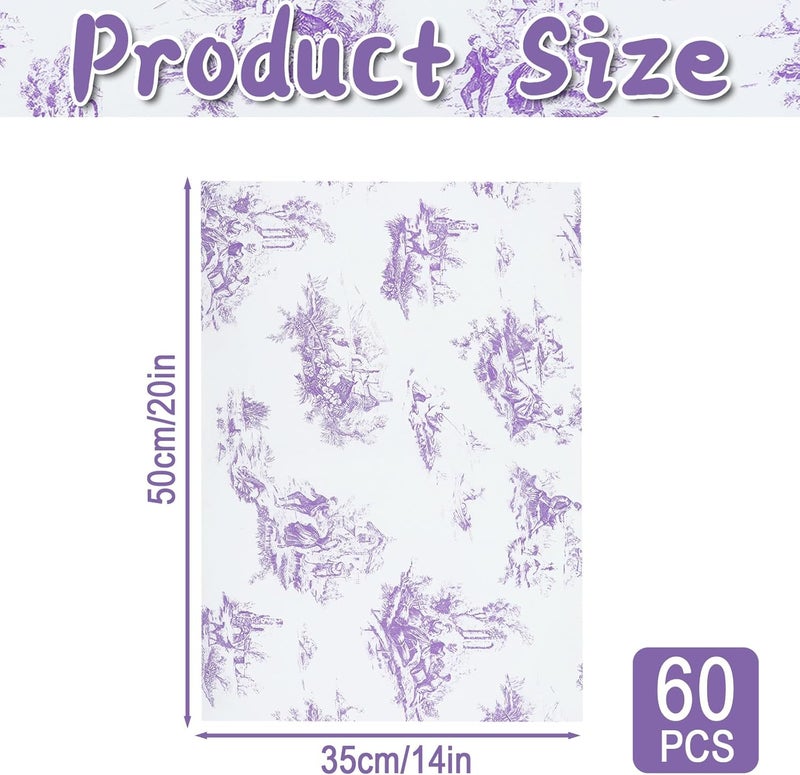 Ethanberg 60 Sheets Gift Wrapping Tissue Paper Bulk, Vintage Purple Tissue Paper for Gift Bags, Decorative Art Papers for DIY Crafts Wedding Birthday Baby Showers Holiday Party Decor, 20x14 Inches - Image 2
